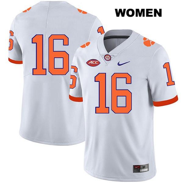 Women's Clemson Tigers #16 Ray Thornton III Stitched White Legend Authentic Nike No Name NCAA College Football Jersey FRG7846SH